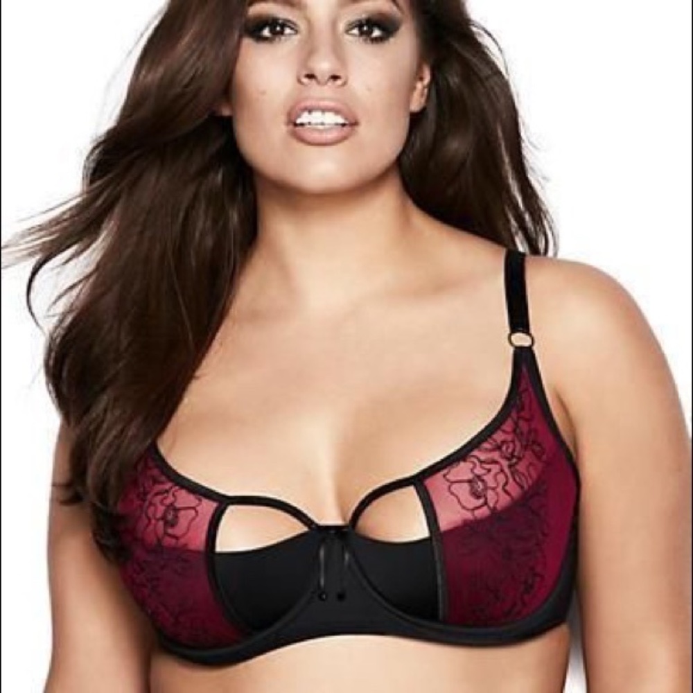 Ashley Graham Black & Red Bra 38DDD (NWT)